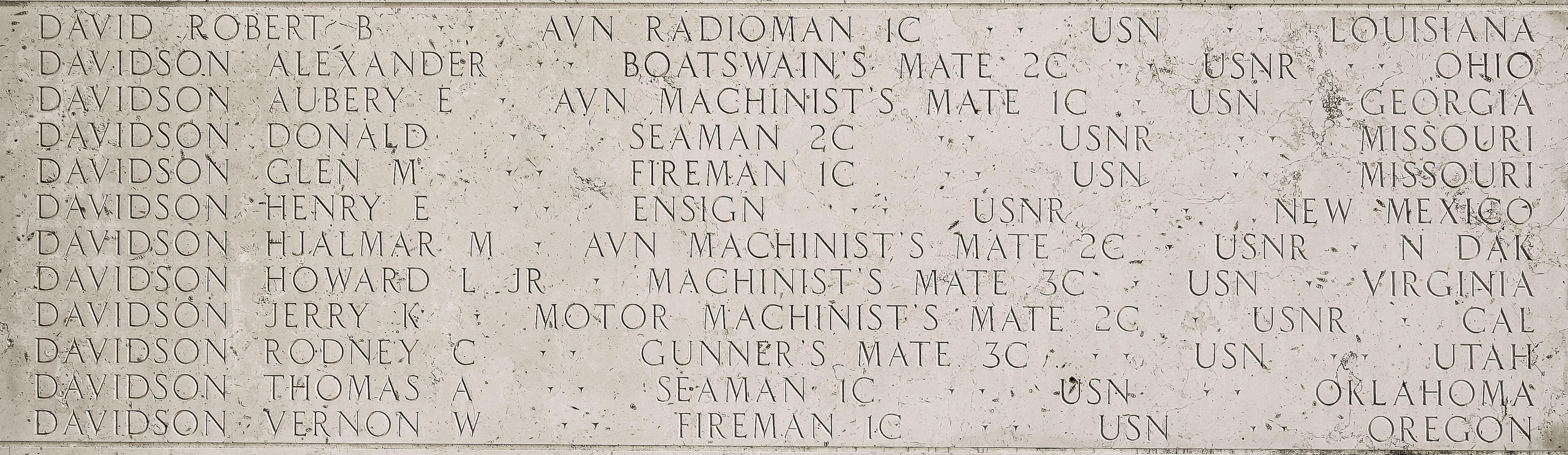 Aubery E. Davidson, Aviation Machinist's Mate First Class